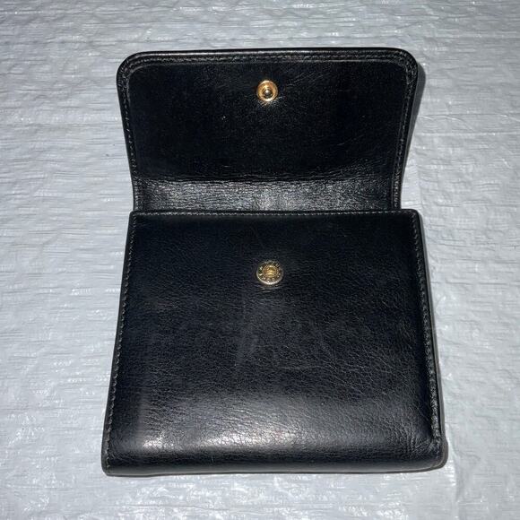 GUCCI Vintage Black leather trifold wallet with Front Bamboo Accent - Picture 3 of 15